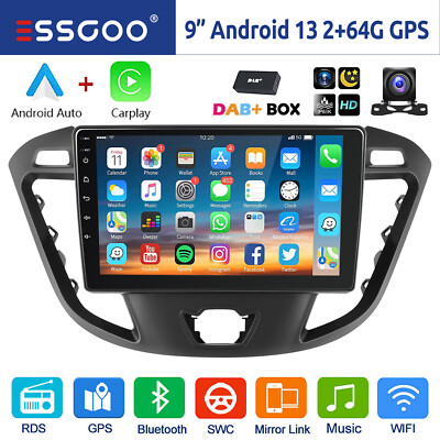 DAB+ 64G Android 13 Autoradio Carplay Für Ford Transit Custom 12-21 GPS WIFI KAM