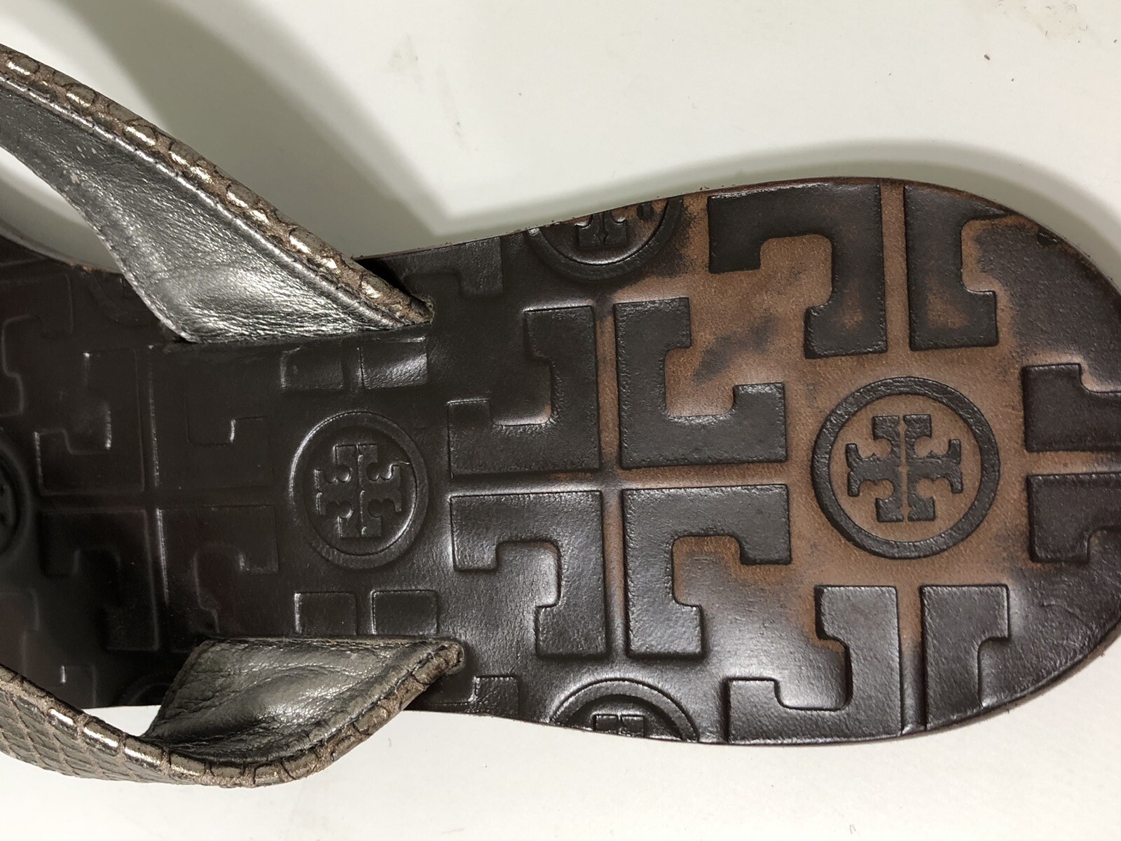 Tory Birch Metallic Grey Python Embossed Leather … - image 17