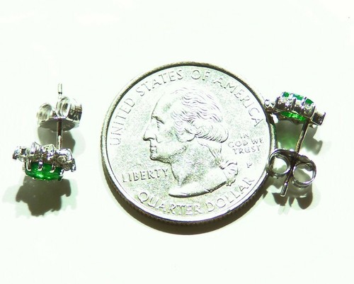 .92CT 14K Gold Natural Emerald Diamond Halo Stud Engagement Earrings Vintage - Picture 5 of 5