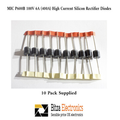 10x Marken MIC P600B 100V 6A (400A) Hochstrom Silizium Gleichrichterdioden