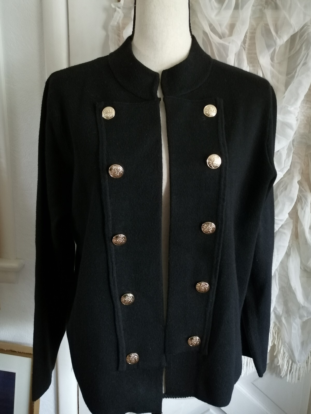 FILA Giacca con fascia militare Jones New York nuova con etichette doppie file bottoni oro donna taglia L $139