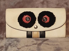 Rare Coach #F22727 Bear 3 Slim Envelope Wallet Sierra Panda Off-white Leather