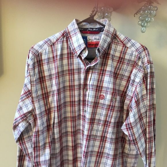 Chemise Western Wrangler George Strait, Homme XL, Bleu à Carreaux, Manches Longues