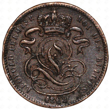 1862 Belgium Leopold I 1 Centime Coin – Copper
