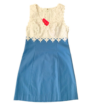 NWT Lilly Pulitzer Sandi Stretch Shift Dress sz 2 Peri Lace Cotton