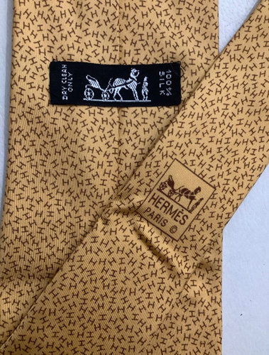 Cravatta di seta vintage Hermes 4"" H logo - Foto 2 di 3