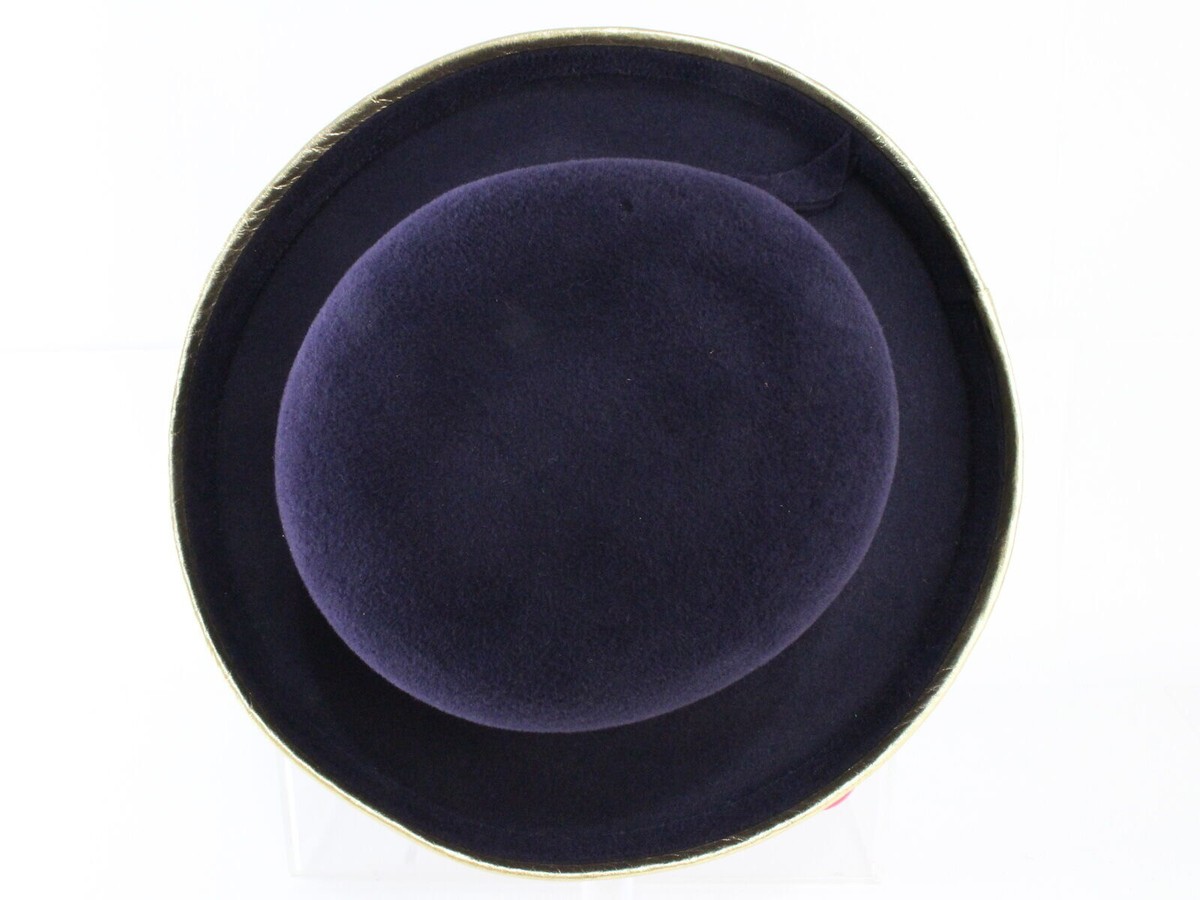 Vintage Frank Olive Private Collection Ladies Felt Hat Frank Olive Private Collection Ladies Navy Blue and Gold  main image 2