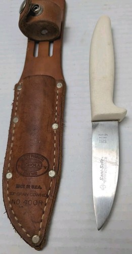Nicholas Cowhide Leather Fixed Blade Knife Sheath No. 400R USA With Sani-safe
