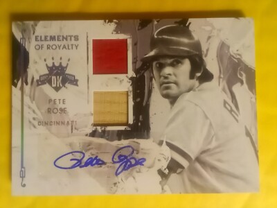 2016 Diamond Kings Elements Of Royalty Pete Rose Auto Bat Jersey Patch #4/10