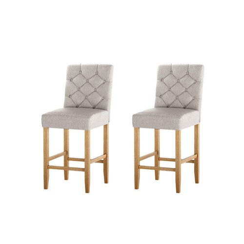 Artiss 2x Bar Stools Linen Upholstered Chairs - Picture 7 of 7