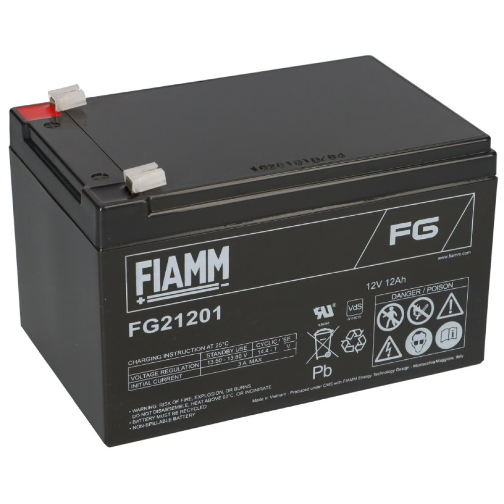 Fiamm FG21201 12V 12Ah Batteria piombo ermetica ricaricabile Faston 4,8 mm AGM