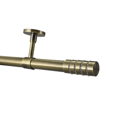 19mm Ceiling Fit Antique Brass Bay Window Curtain Pole For Eyelet Curtains - Picture 7 of 9