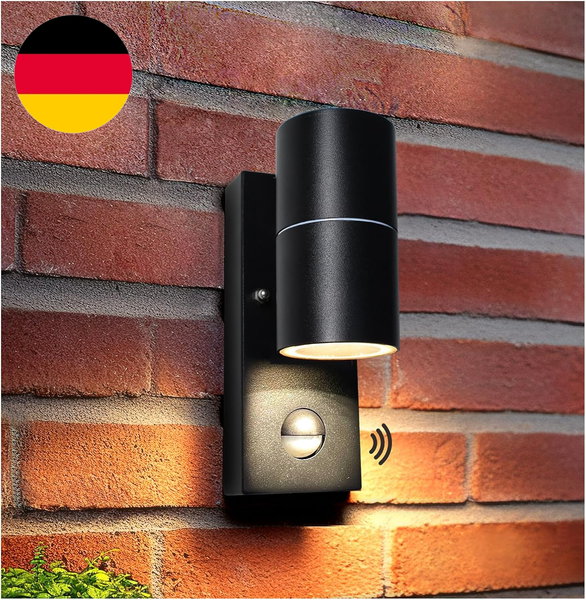LED Aussenleuchte Mit Bewegungsmelder GU10 Aussenlampe Schwarz Matt IP44 Modern-image