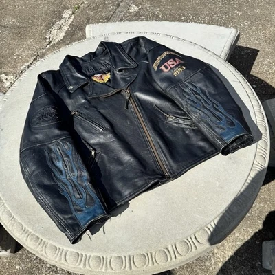 Harley Davidson Leather Jacket Flames for sale | eBay