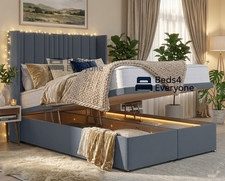 Wing Paneled Ottoman Storage Bed Divan Bed Soft Plush Velvet  Base All Sizes