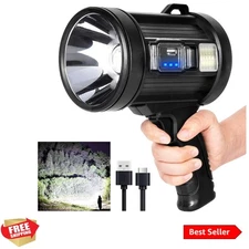 High-Power Rechargeable Spotlight - 90,000 Lumens with Long Range & Durability