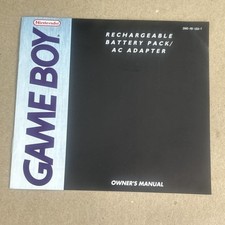 Nintendo Game Boy Rechargeable Battery Pack AC Adapter DMG-RB-USA-1 MANUAL ONLY