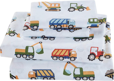 Sheet Set for Kids Construction Tractors Excavators Loaders Dump Trucks Compacto
