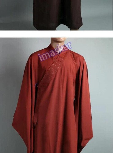 Men Loose Long Sleeve Linen Shaolin Hanfu Taoist Cloak Tibetan Robe Monk Cloth - 第 15/30 張圖片