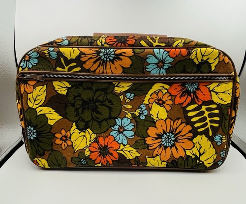 Vtg Bantam  Travelware Floral  Overnight Carry-on Retro Floral Hippie Suitcase