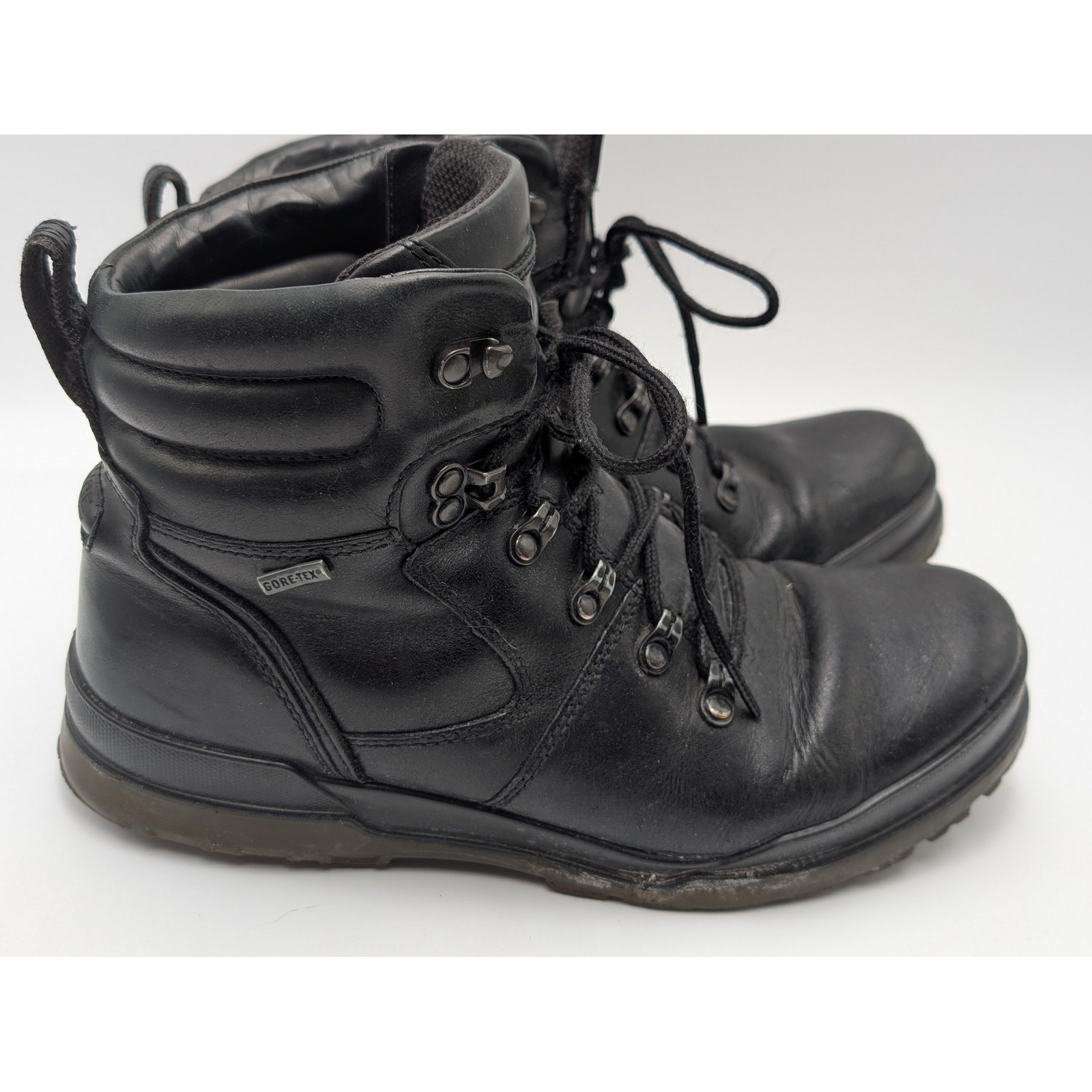 ECCO Hiking Boots Mens 42 Black Gore-Tex Leather Track Waterproof Rugged Outdoor-image