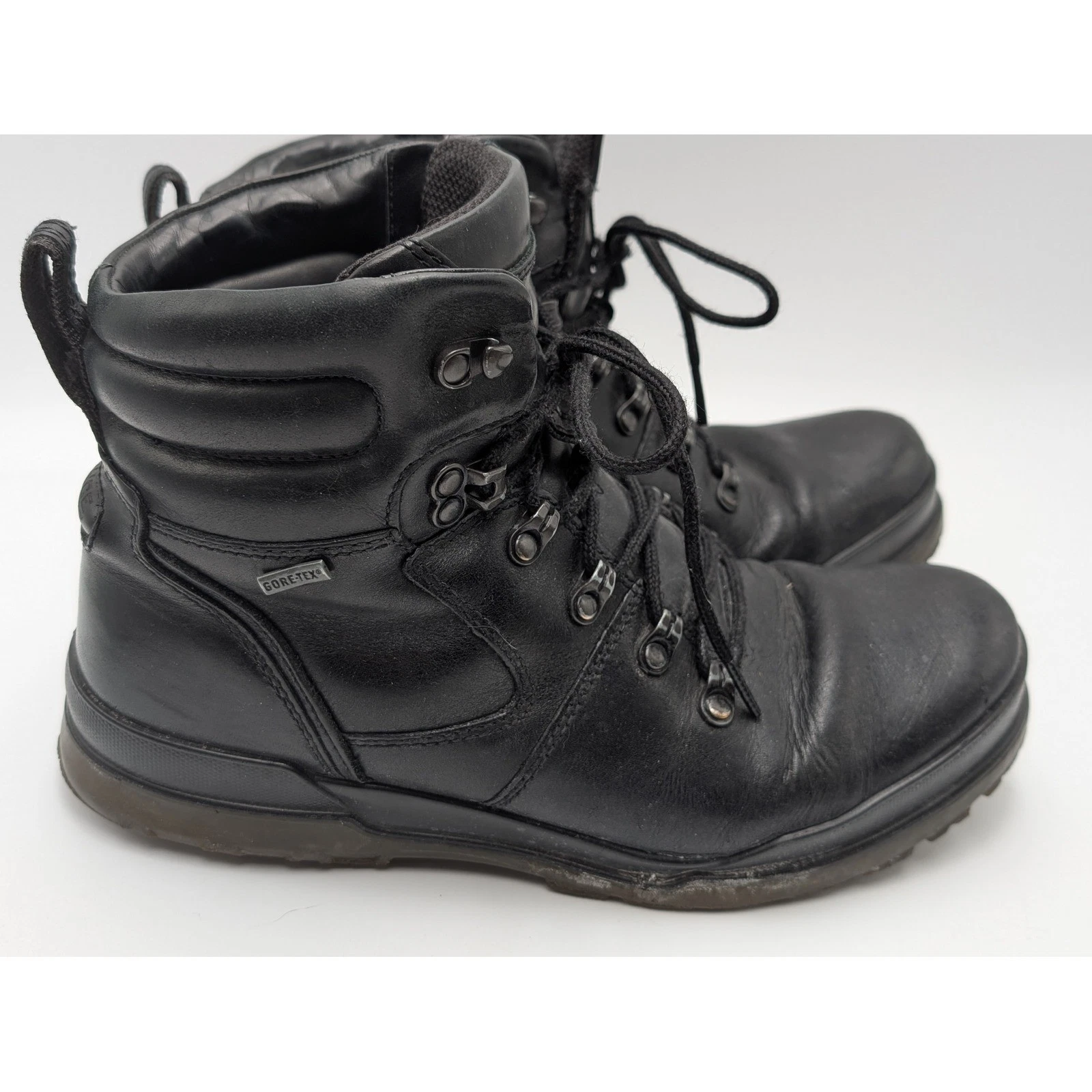 ECCO Hiking Boots Mens 42 Black Gore-Tex Leather Track Waterproof Rugged Outdoor