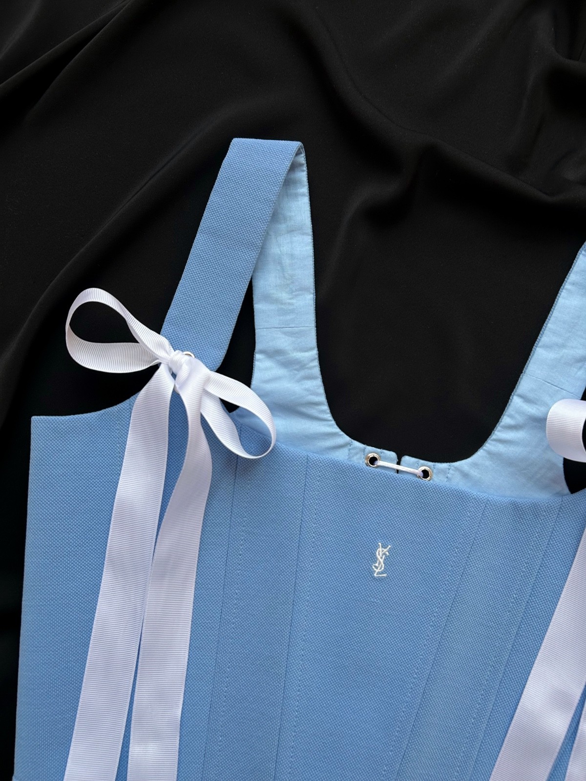 Corset is Altered from polo YSL / Handmade Crop Top Yves Saint Laurent thumbnail 5