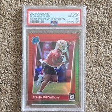 Panini 2021 Donruss Elijah Mitchell Optic Preview Red/Green PSA 10 49ers