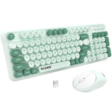 Wireless Keyboard and Mouse Retro Typewriter Full Size 2.4G Silent Multi Green