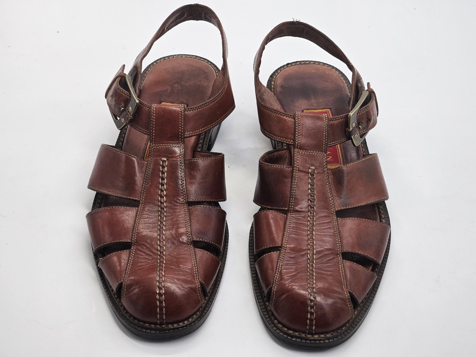 SAOLA Sandali da pescatore Cole Haan Country uomo 9 5D pelle marrone suola cucita vintage