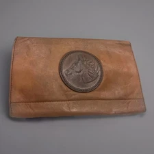 VTG Handmade Indiana Leather Embossed Horse Wallet Bloomington Fold And Expand