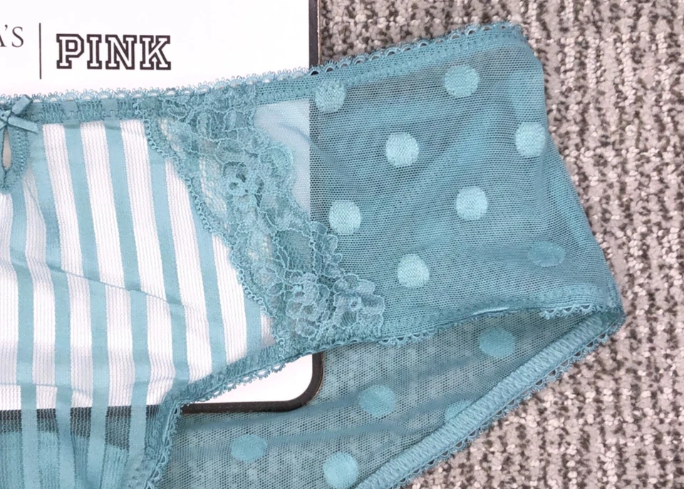 Victoria's Secret новый с Ярлыками XL бирюзовый чистый наследия нахальный трусики сетки кружева бант - Изображение 3 из 4