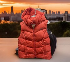 Hollister Pink Puffer Sleeveless Hooded Down Feather Vest Jacket Teen Sz L