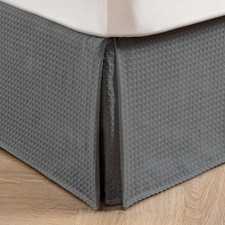 MIYE Pleated Waffle Weave Bed Skirt, Tailored Dust Ruffle 18 Inch Drop Easy F...