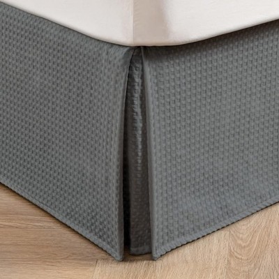 MIYE Pleated Waffle Weave Bed Skirt, Tailored Dust Ruffle 18 Inch Drop Easy F...