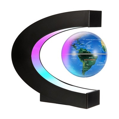 Magnetic Levitating Floating World Map Globe, C Shape Display Frame with LED ...