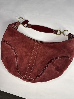 Coach Burgundy Red Suede Leather Soho Hobo Vintage Bag Y2K D0793