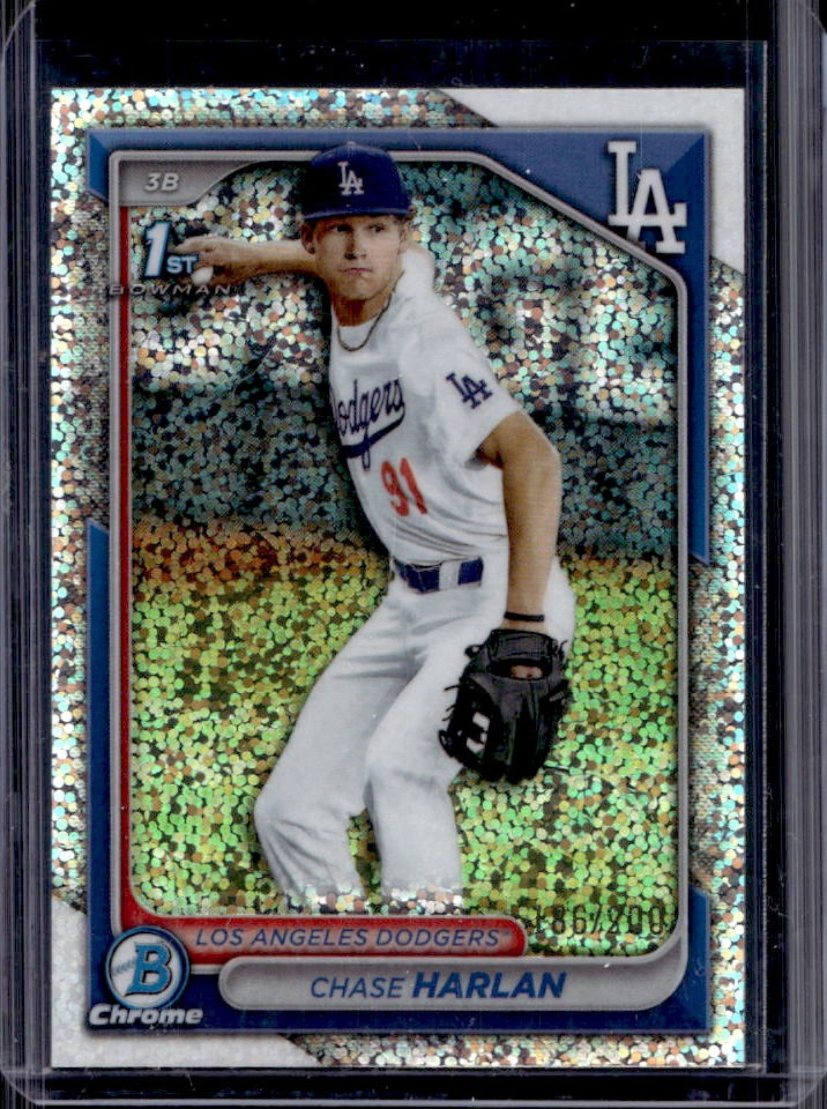 2024 Bowman Draft Chase Harlan Chrome Sparkles Refractor 1st #/200 Dodgers