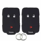 2Pcs Black Silicone For Chevrolet Silverado Suburban GMC 3 Buttons Key Fob Cover