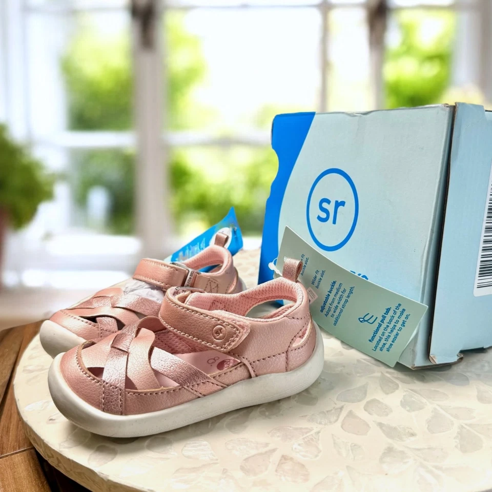 Sandalia protectora Stride Rite Mallory punta de apoyo niño pequeño 5 rosa pescador Foto 4 de 4