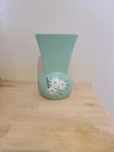 Vintage MCM McCoy Pottery Mint Green Springwood Square Top Round Base Vase 7.25"