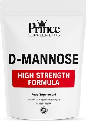 PRINCE SUPPLEMENTS D mannose 2000 mg capsules urinary track support, cystitis relief uk made vegan