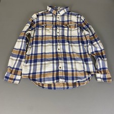 George Flannel Shirt Men's XLT Blue Brown Plaid Long Sleeve Button Up Casual