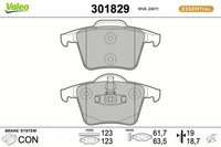 Bremsbelagsatz Scheibenbremse Hinten Valeo 301829 FÜR Volvo