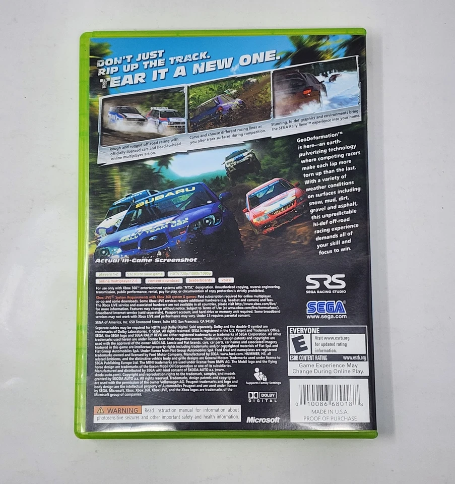 Sega Rally Revo (Xbox 360) CIB Complete & TESTED  - Image 4 of 4