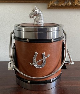 Great Vintage Equestrian Theme Ice Bucket, Made In Hong Kong