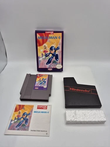 Mega Man 4 (Nintendo NES, 1992) Authentic Cartridge, Manual, Repro Box Tested