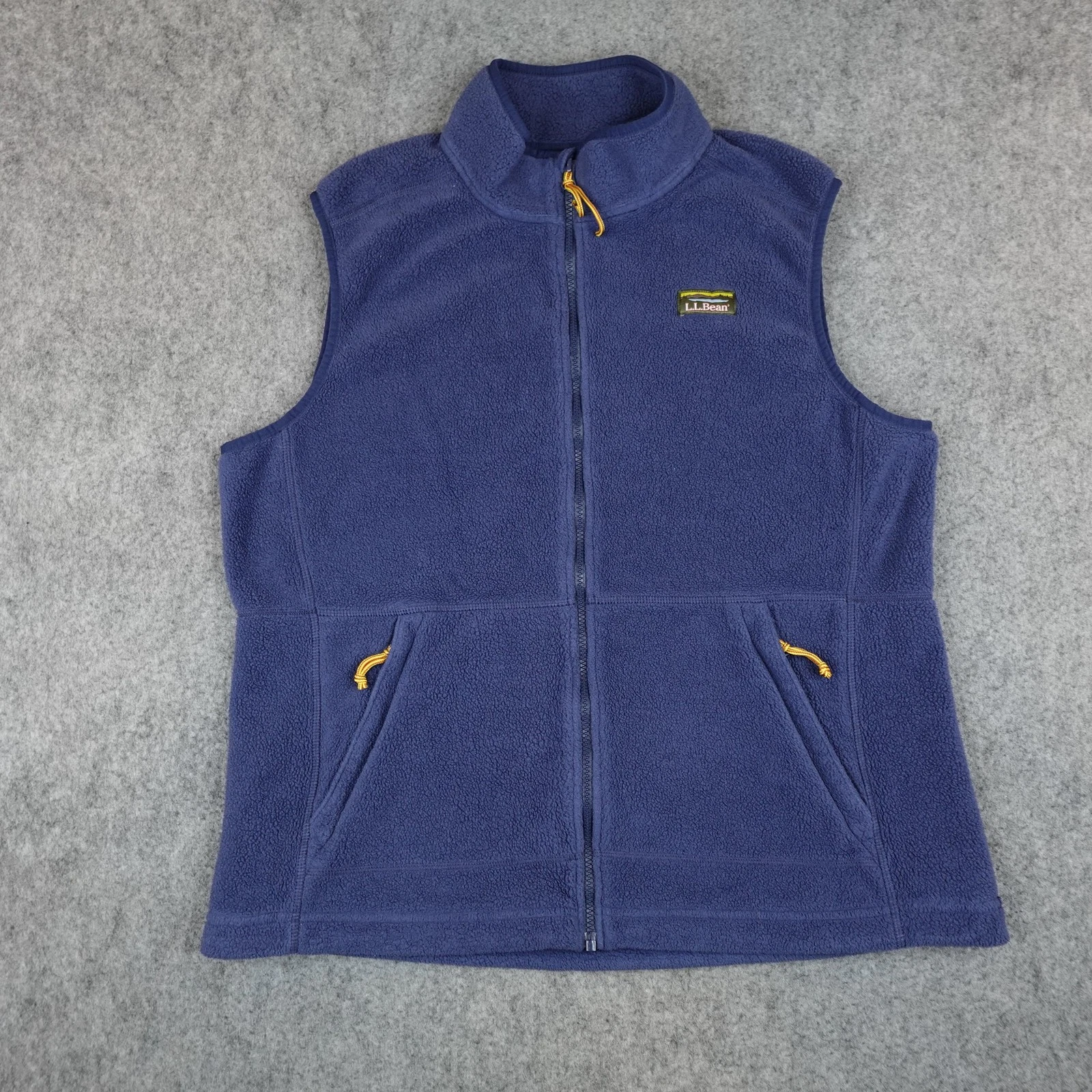 LL Bean Vest Mens Large Blue Fleece Full Zip Pockets Hiking Outdoor Mountain