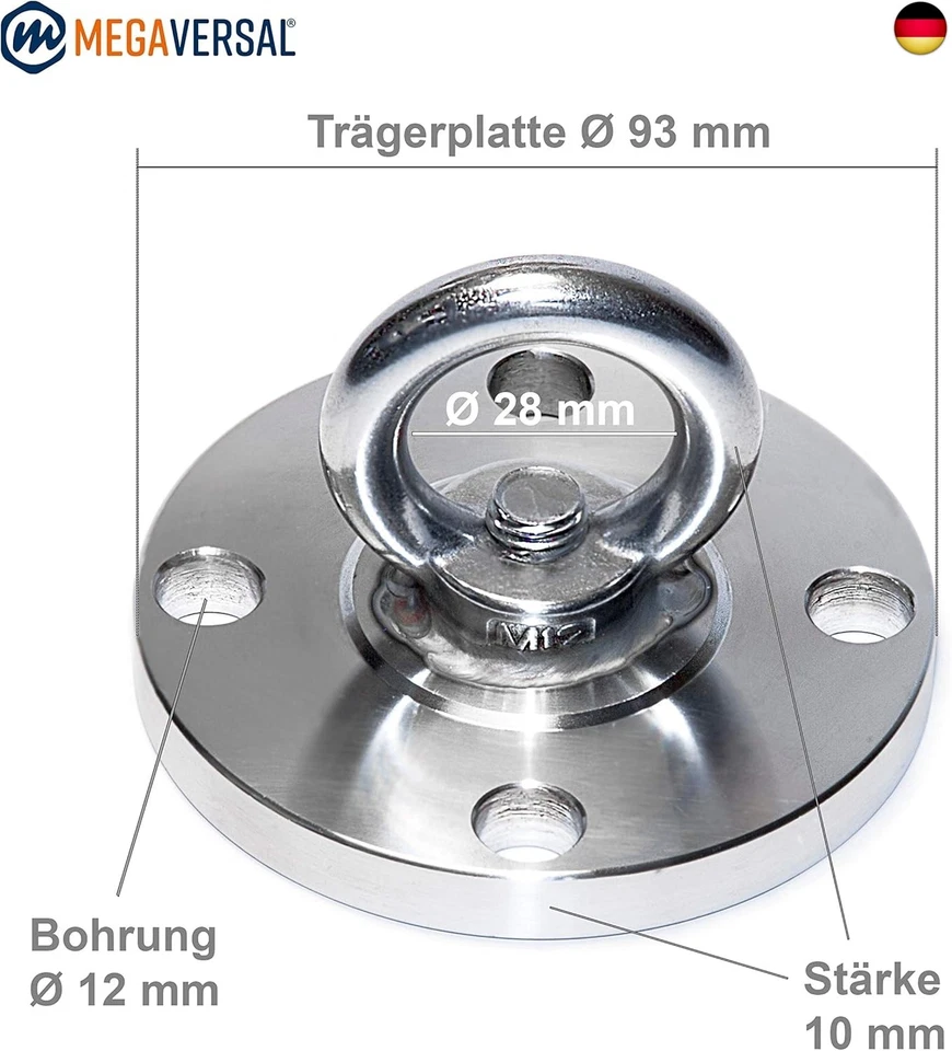 Premium Edelstahl Halterung bis 250 kg für Hängesessel Hängematte Boxsack Sling - Bild 2 von 4