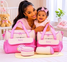 5pc Diaper Bag Set with Changing Shoulder Bottles Food Bag Holder